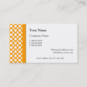 White Polka dots på Orange Affärskort Visitkort