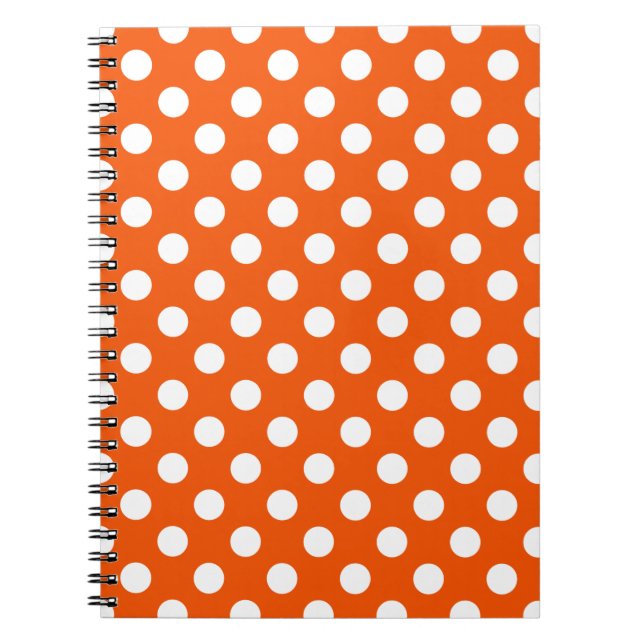 White polka dots på orange anteckningsbok med spiral (Framsidan)