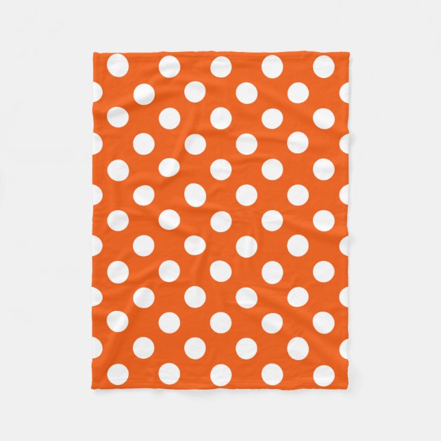 White polka dots på orange fleecefilt (Framsidan)