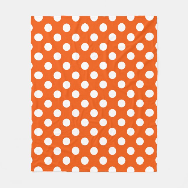 White polka dots på orange fleecefilt (Framsidan)