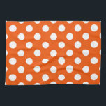 White polka dots på orange kökshandduk<br><div class="desc">White polka dots på orange</div>