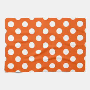 White polka dots på orange kökshandduk