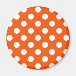 White polka dots på orange magnet
