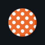 White polka dots på orange magnet<br><div class="desc">White polka dots på orange</div>