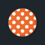White polka dots på orange magnet<br><div class="desc">White polka dots på orange</div>