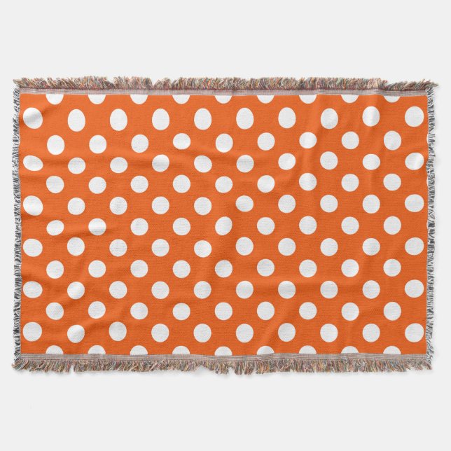 White polka dots på orange mysfilt (Framsidan)