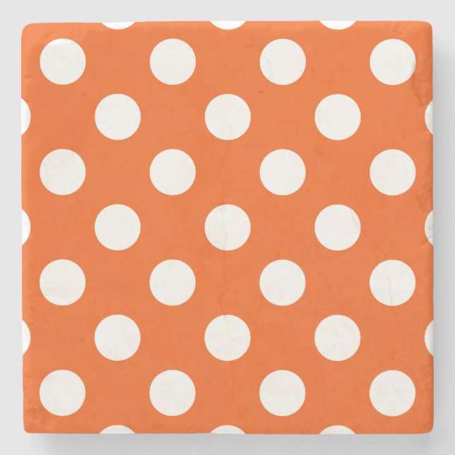 White polka dots på orange stenunderlägg (Framsidan)