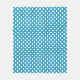 White Polka dots på Peacock Blue Background Fleecefilt