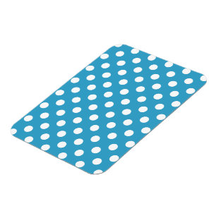 White Polka dots på Peacock Blue Background Magnet