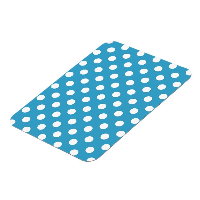 White Polka dots på Peacock Blue Background Magnet (Vänstra Sidan)