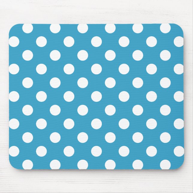 White Polka dots på Peacock Blue Background Musmatta (Framsidan)