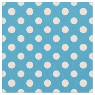 White Polka dots på Peacock Blue Background Tyg