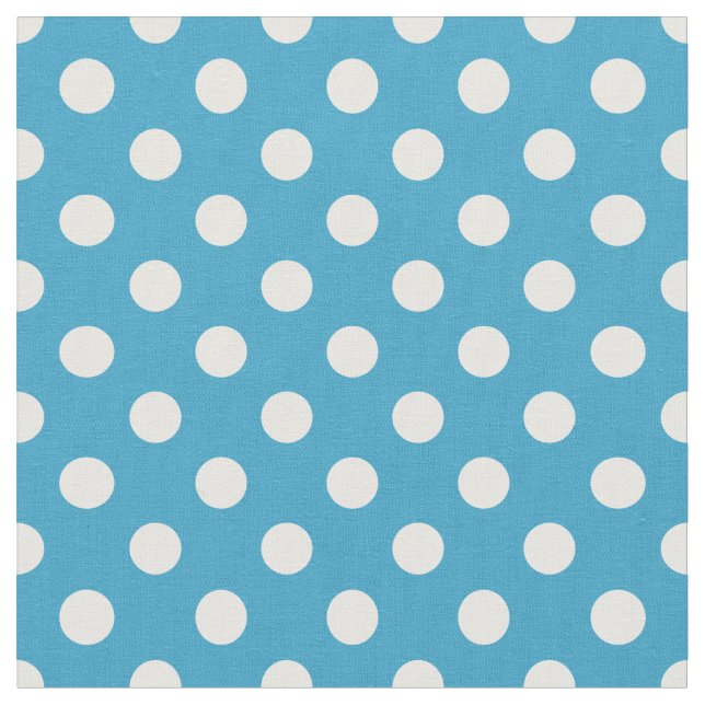 White Polka dots på Peacock Blue Background Tyg (Närbild)