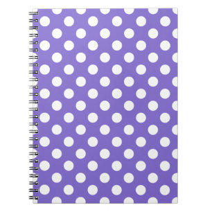 White polka dots på periwinkle anteckningsbok med spiral