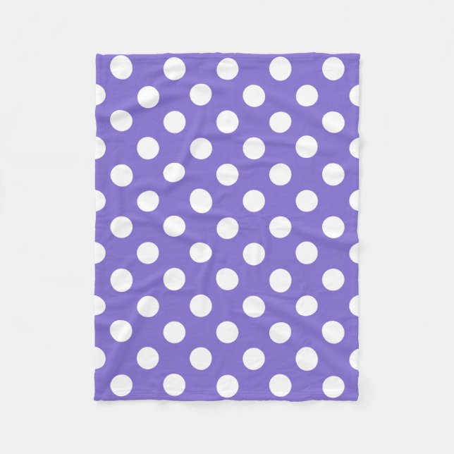 White polka dots på periwinkle fleecefilt (Framsidan)