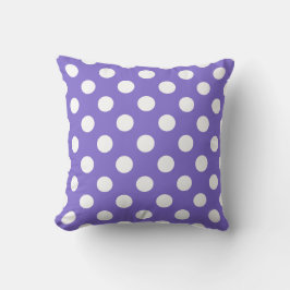 White polka dots på periwinkle kudde