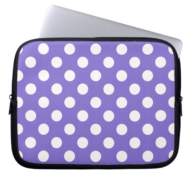 White polka dots på periwinkle laptop fodral (Framsidan)