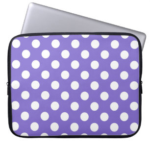 White polka dots på periwinkle laptop fodral