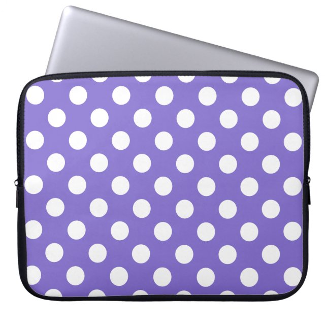White polka dots på periwinkle laptop fodral (Framsidan)