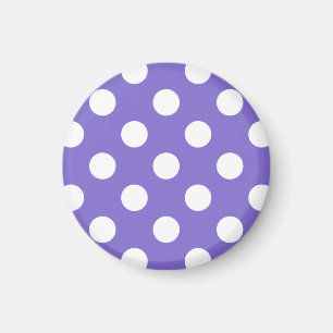 White polka dots på periwinkle magnet
