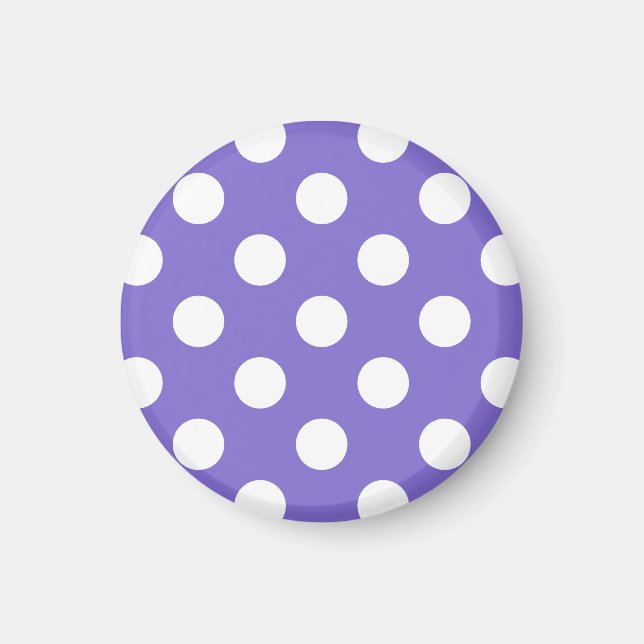 White polka dots på periwinkle magnet (Framsidan)