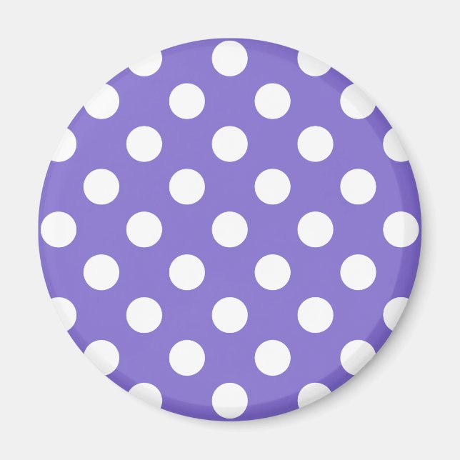White polka dots på periwinkle magnet (Framsidan)