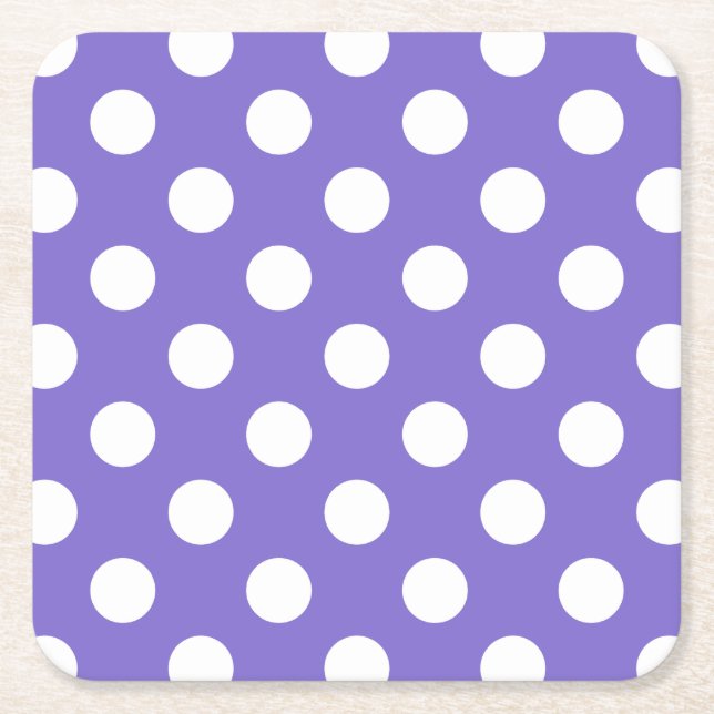 White polka dots på periwinkle underlägg papper kvadrat (Framsidan)