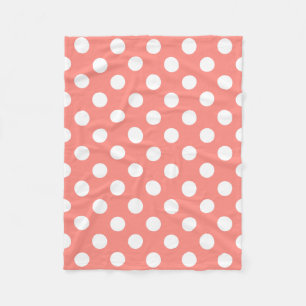 White polka dots på persikor fleecefilt