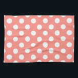 White polka dots på persikor kökshandduk<br><div class="desc">White polka dots på persikor</div>