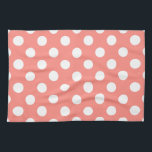 White polka dots på persikor kökshandduk<br><div class="desc">White polka dots på persikor</div>