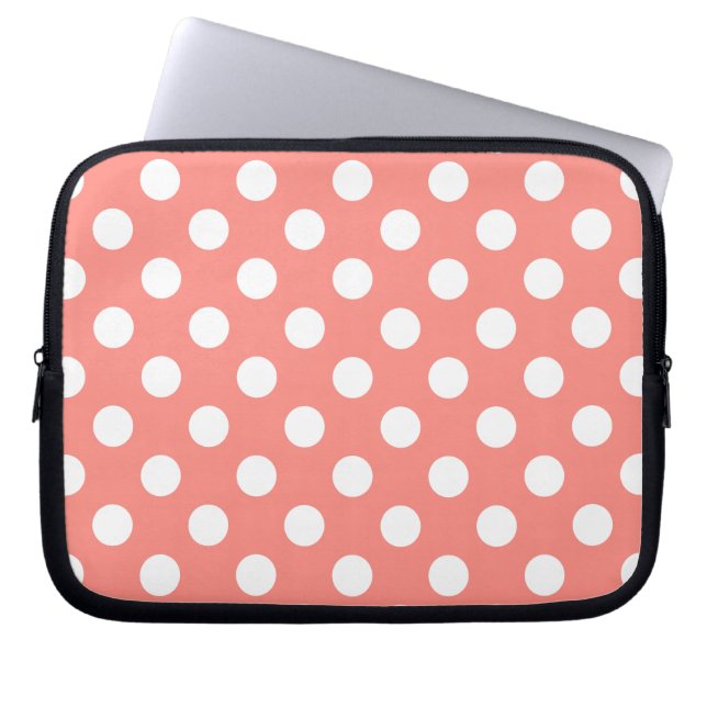 White polka dots på persikor laptop sleeve (Framsidan)