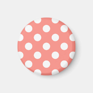 White polka dots på persikor magnet