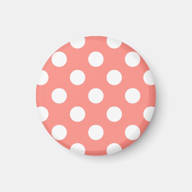 White polka dots på persikor magnet (Framsidan)
