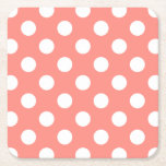 White polka dots på persikor underlägg papper kvadrat<br><div class="desc">White polka dots på persikor</div>