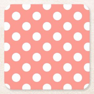 White polka dots på persikor underlägg papper kvadrat