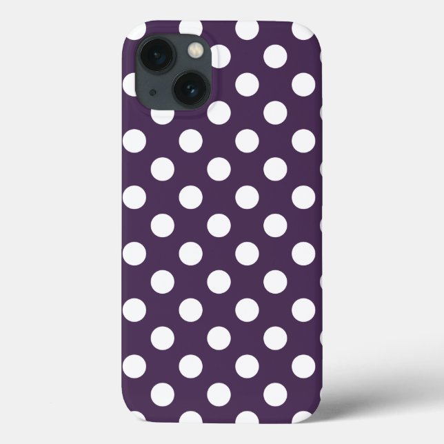 White polka dots på plum lila Fodral-Mate iPhone c (Baksida)
