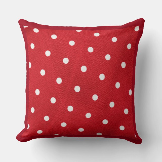 White Polka dots på Red Background Kudde (Framsida)