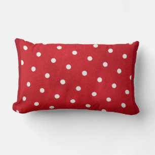White Polka dots på Red Background Lumbarkudde