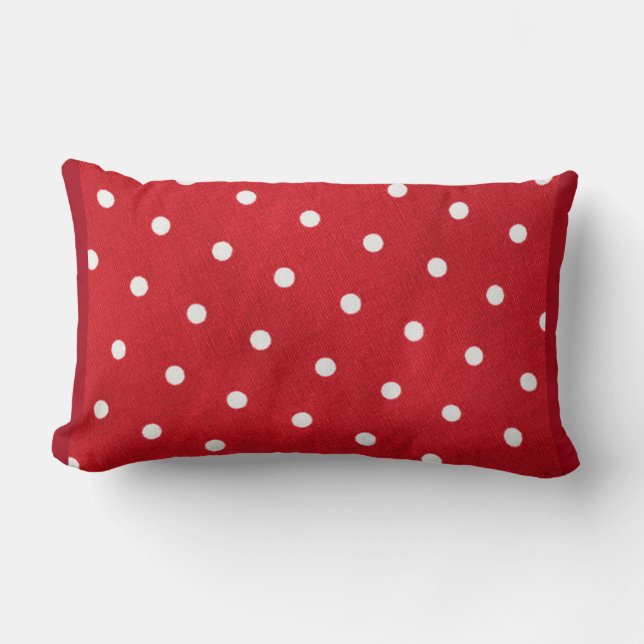 White Polka dots på Red Background Lumbarkudde (Framsida)