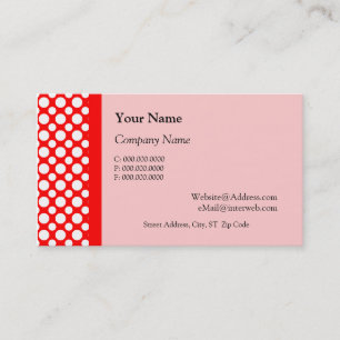 White Polka dots på Red Rosa Affärskort Visitkort