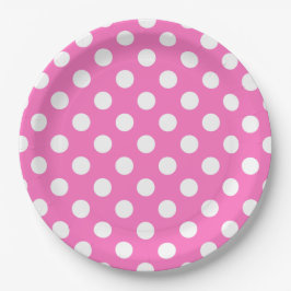 White polka dots på rosa