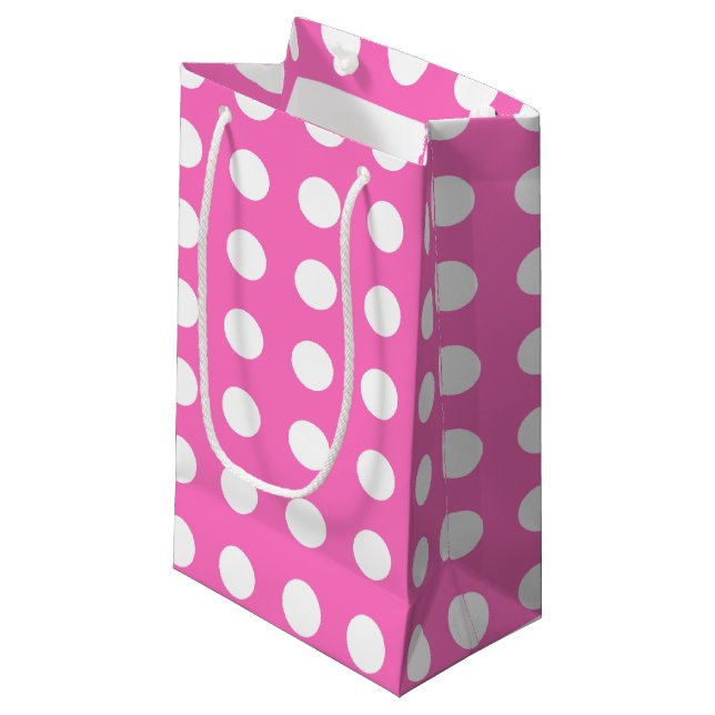 White polka dots på rosa (Framsidan Vinklad)