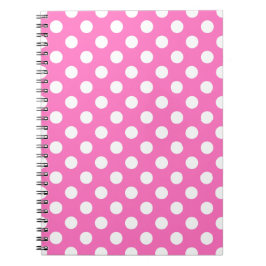 White polka dots på rosa anteckningsbok med spiral