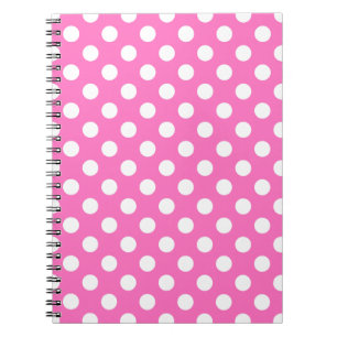 White polka dots på rosa anteckningsbok med spiral