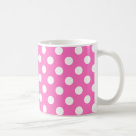 White polka dots på rosa kaffemugg