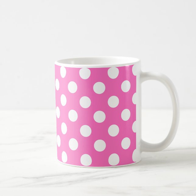 White polka dots på rosa kaffemugg (Höger)