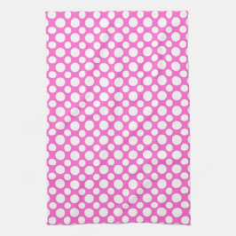 White Polka dots på Rosa Kitchen Towel Kökshandduk