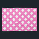 White polka dots på rosa kökshandduk<br><div class="desc">White polka dots på rosa</div>