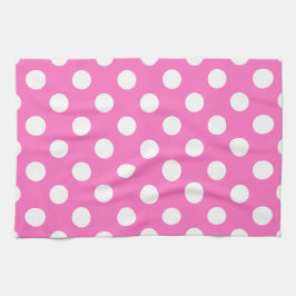 White polka dots på rosa kökshandduk