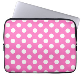 White polka dots på rosa laptop sleeve